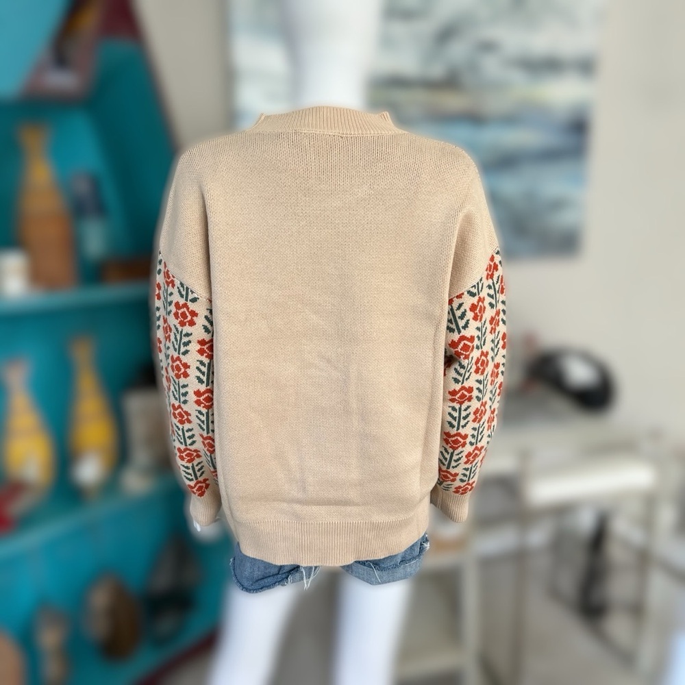 POLAGRAM Floral print pull over sweater S M L - Picture 7 of 9